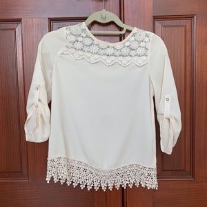 Half Sleeve Lace and Floral Dressy Shirt